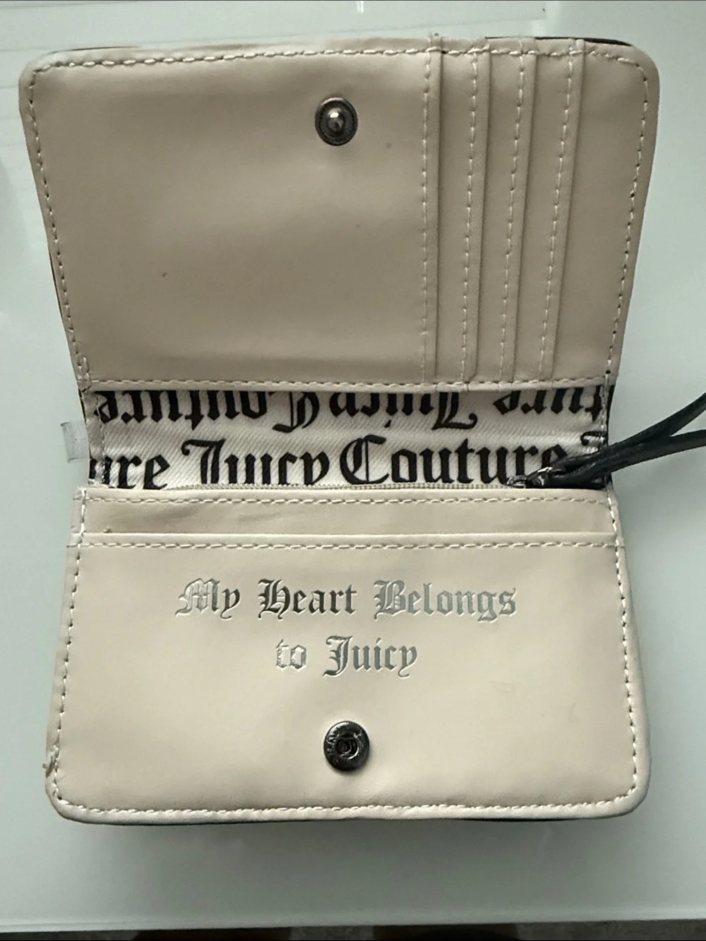Juicy Couture Black Embossed Rhinestone Logo Wallet
